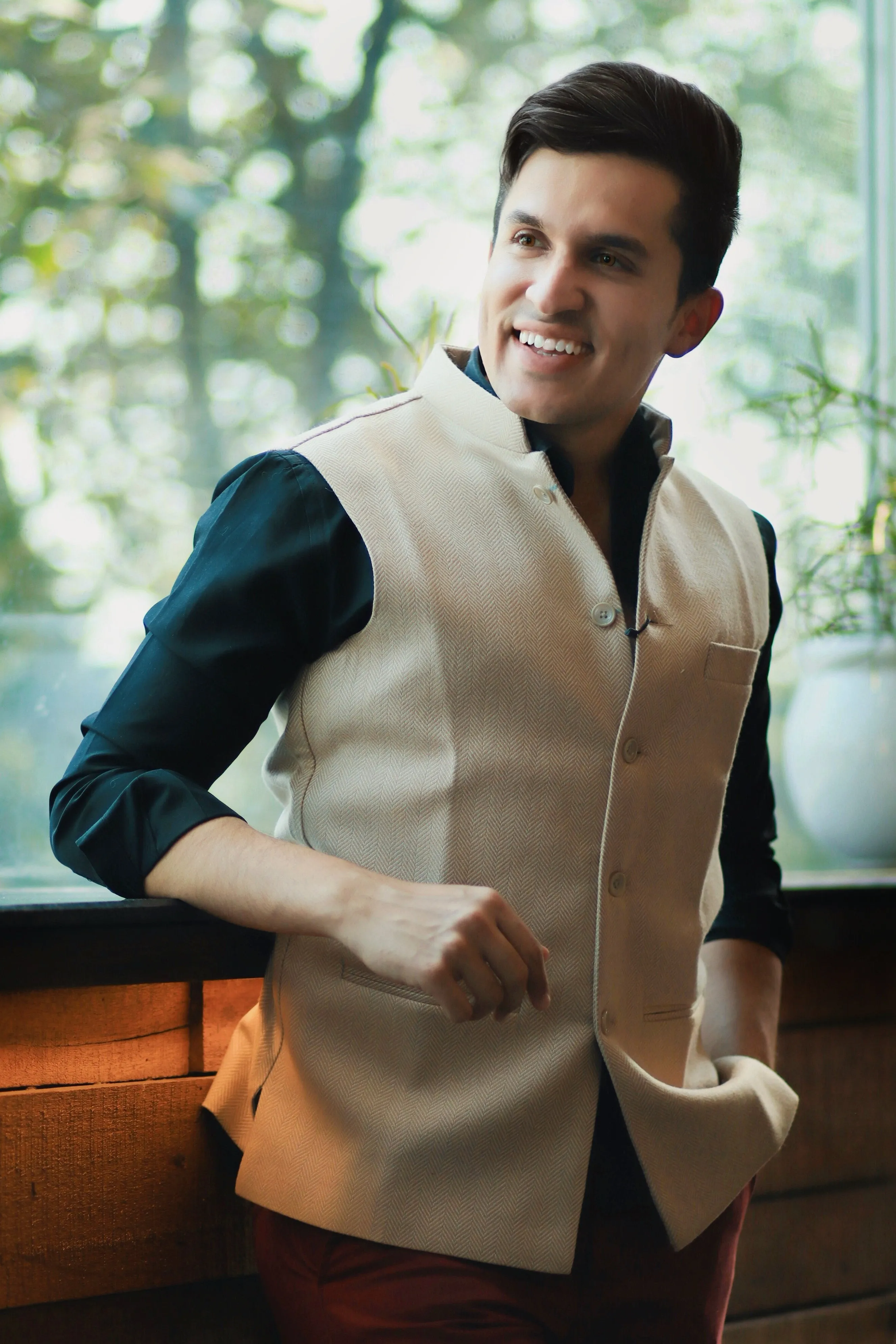 Tweed Beige Modi Nehru Jacket