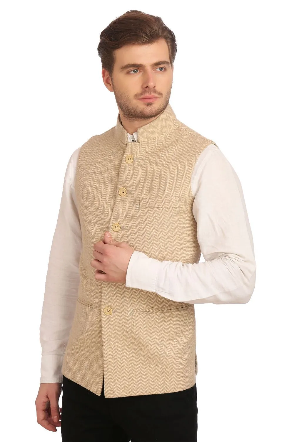 Tweed Beige Modi Nehru Jacket