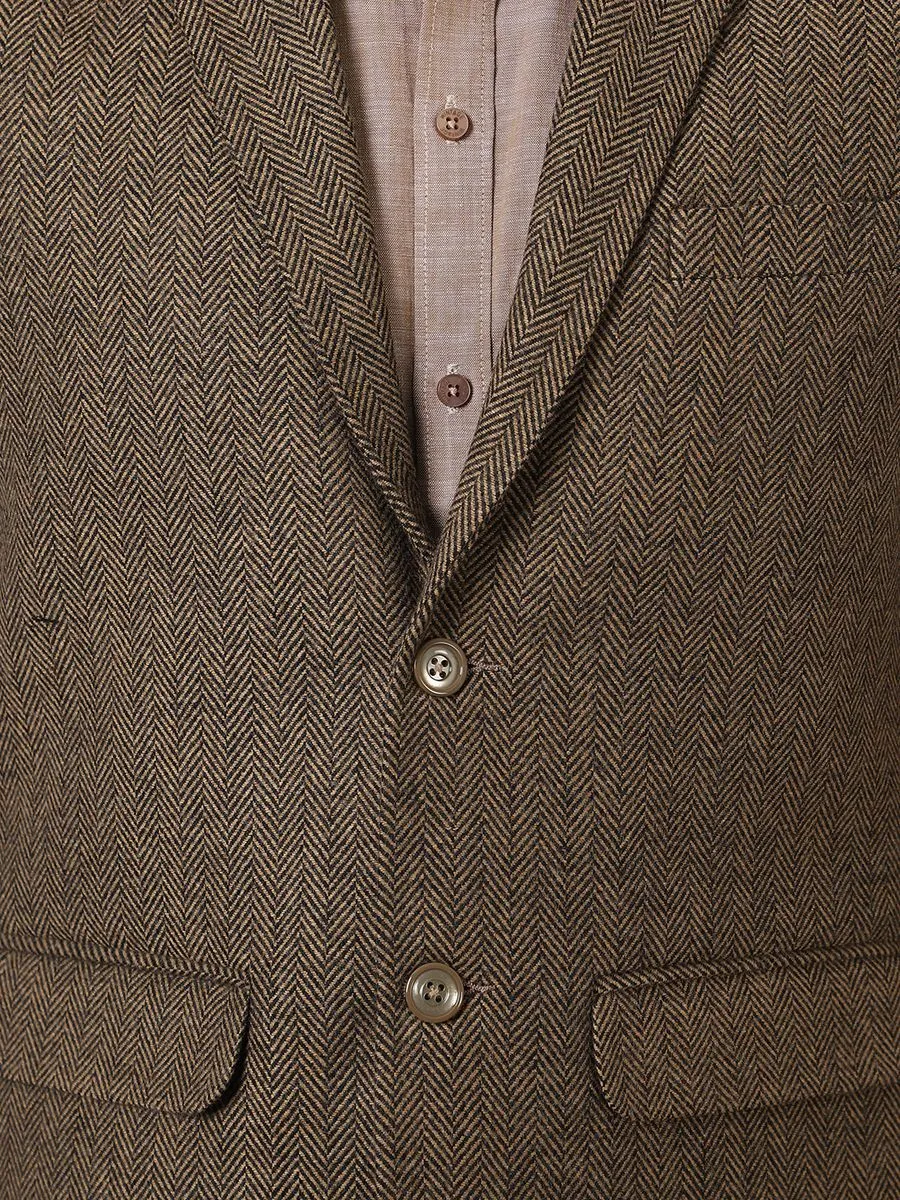 Tweed Wool Blend Brown Modi Nehru Jacket