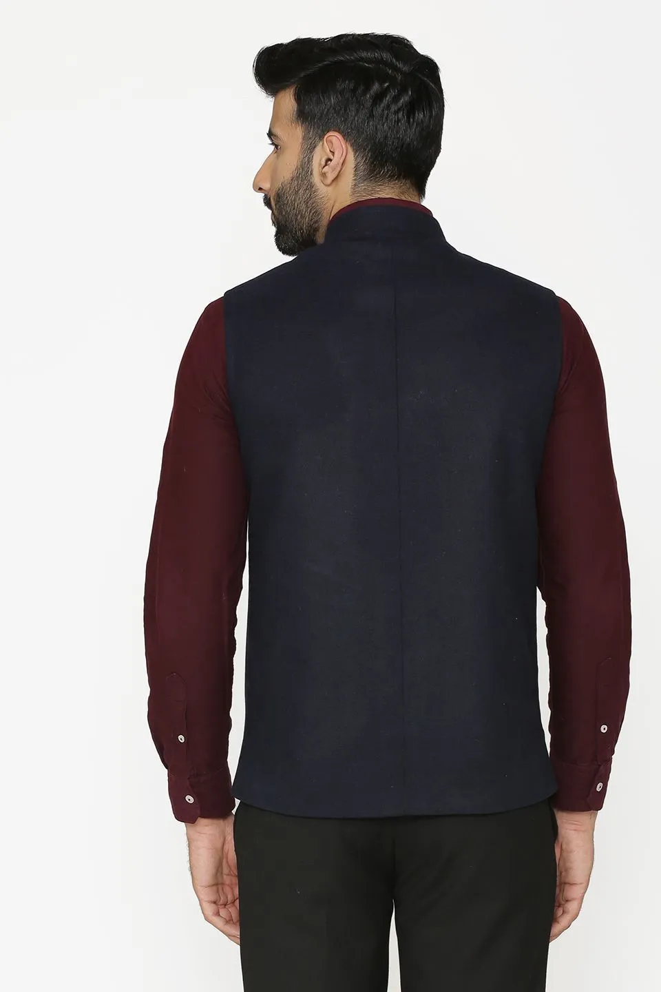 Tweed Wool Blue Modi Nehru Jacket