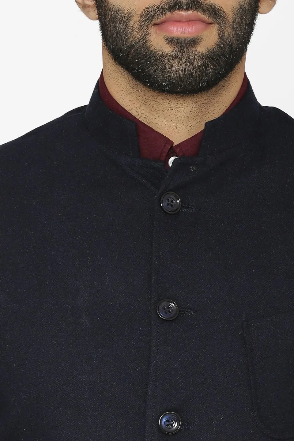 Tweed Wool Blue Modi Nehru Jacket
