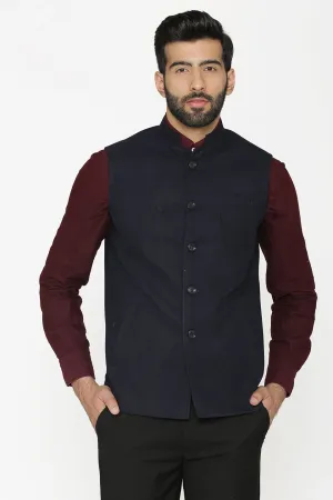 Tweed Wool Blue Modi Nehru Jacket