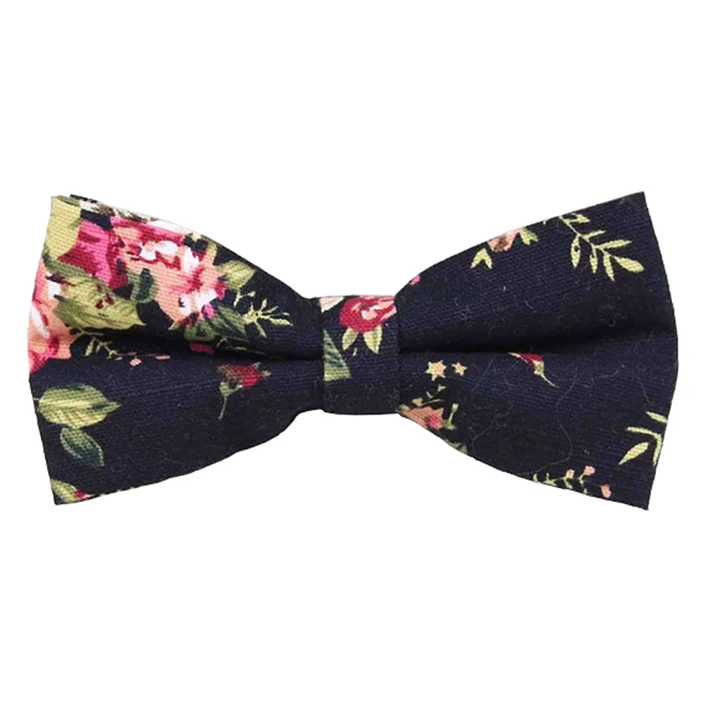 Vesper Black Floral Bow Tie
