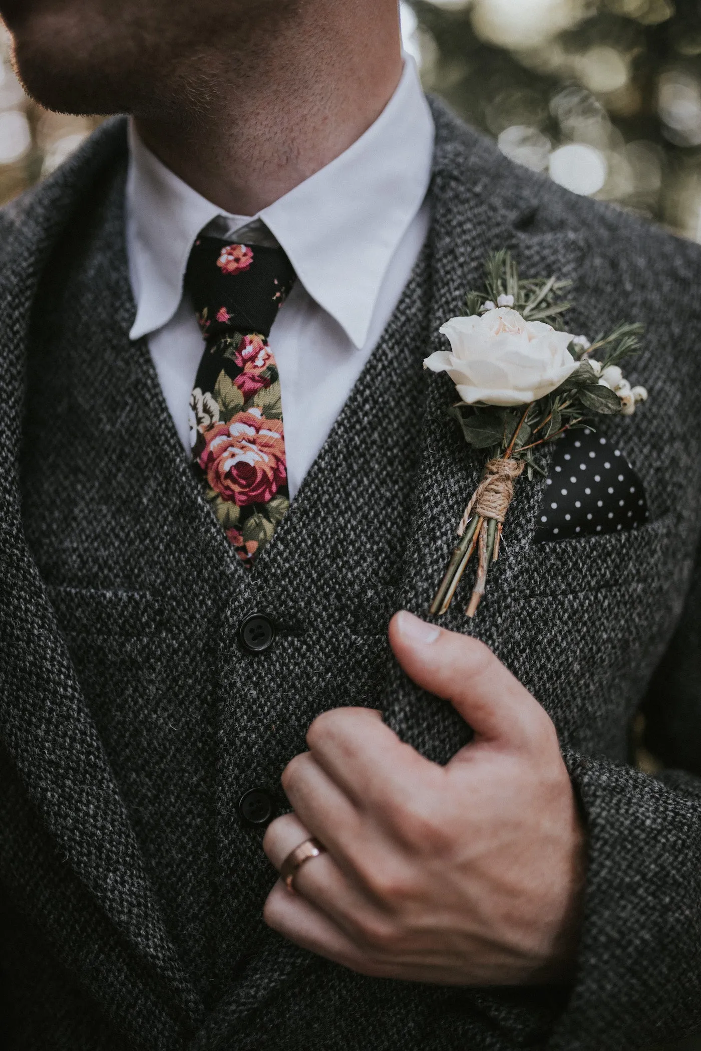 Vesper Black Floral Cotton Pocket Square