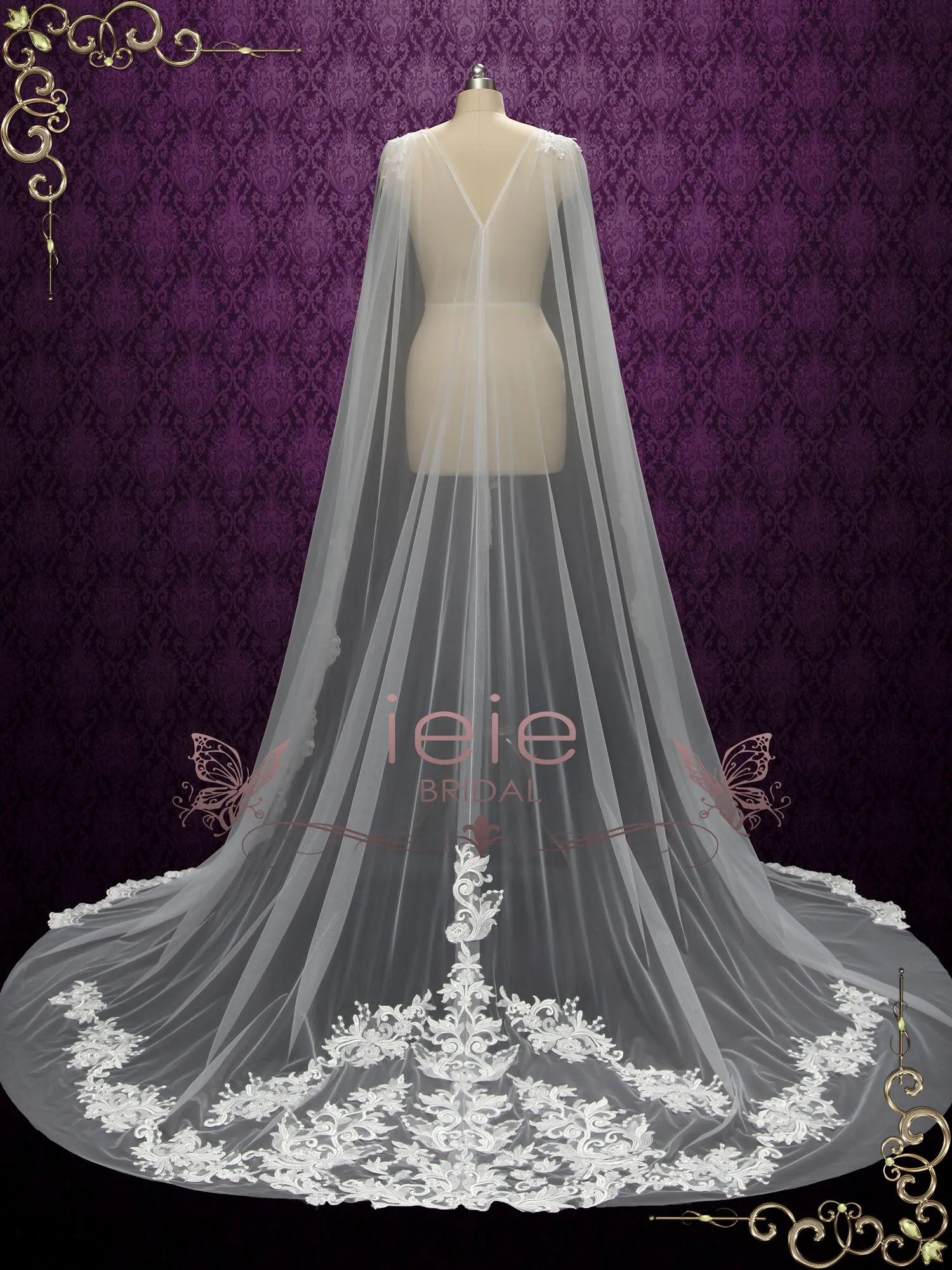 Watteau Lace Veil Cape Y180607