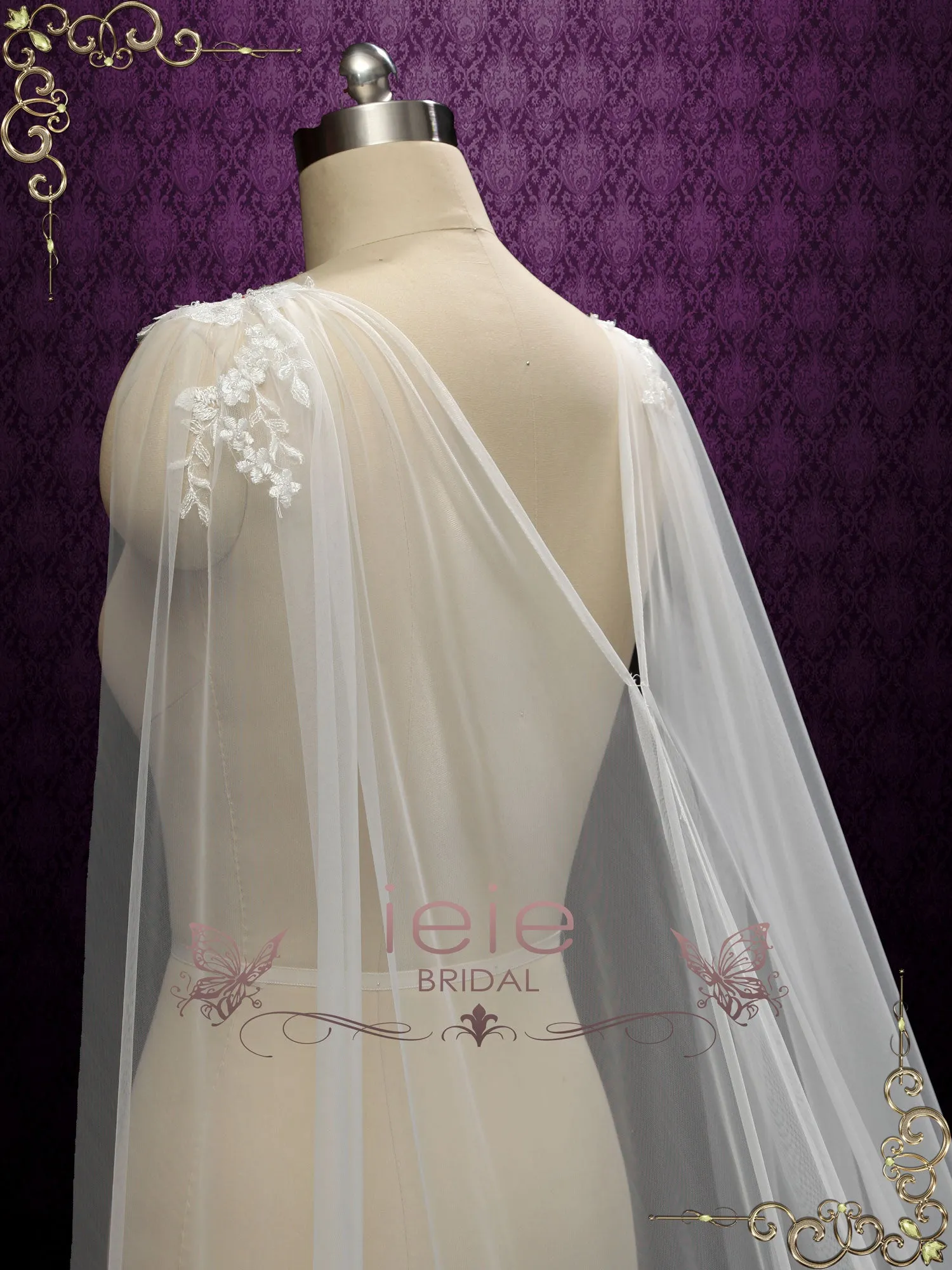 Watteau Lace Veil Cape Y180607