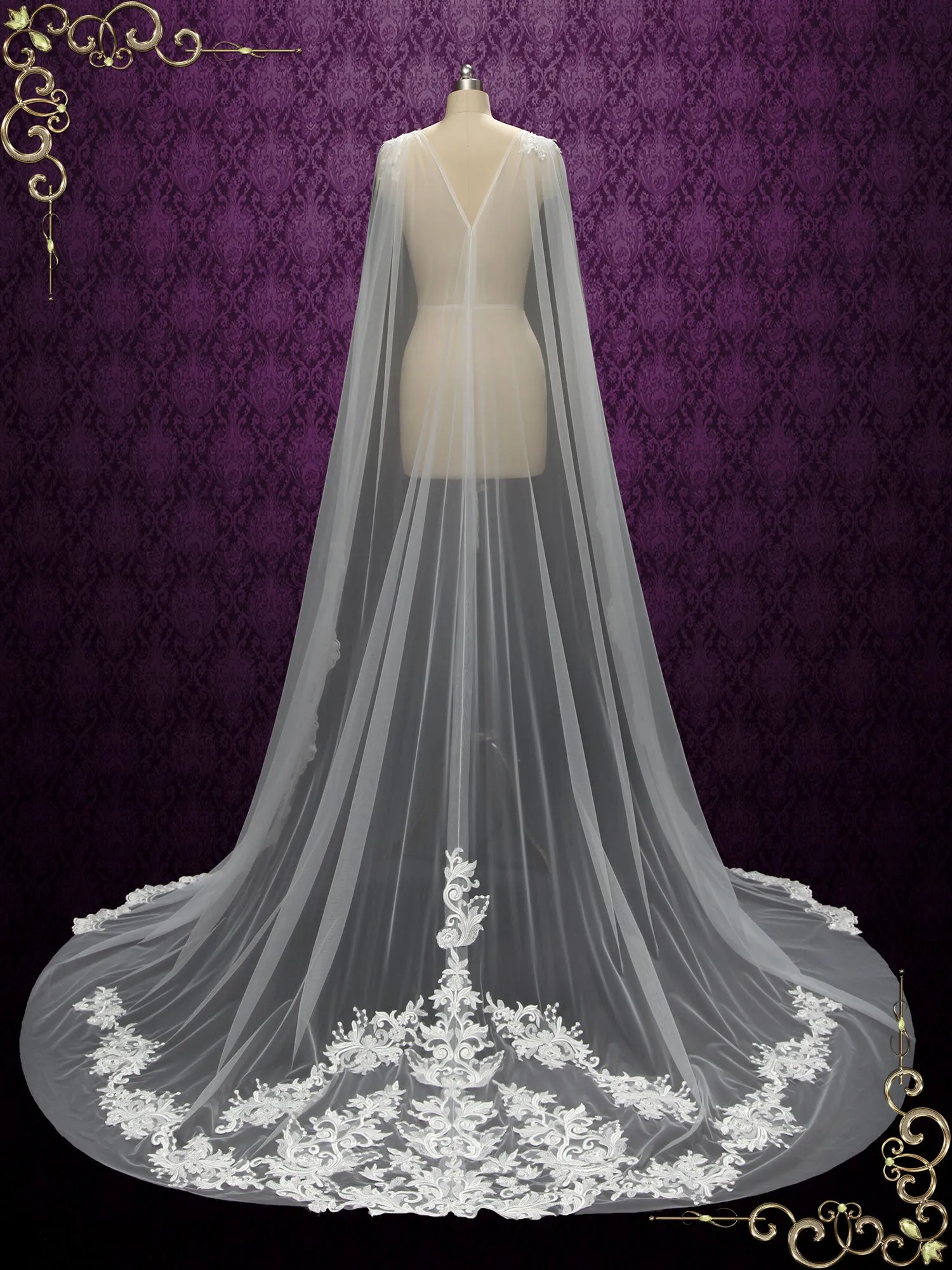 Watteau Lace Veil Cape Y180607