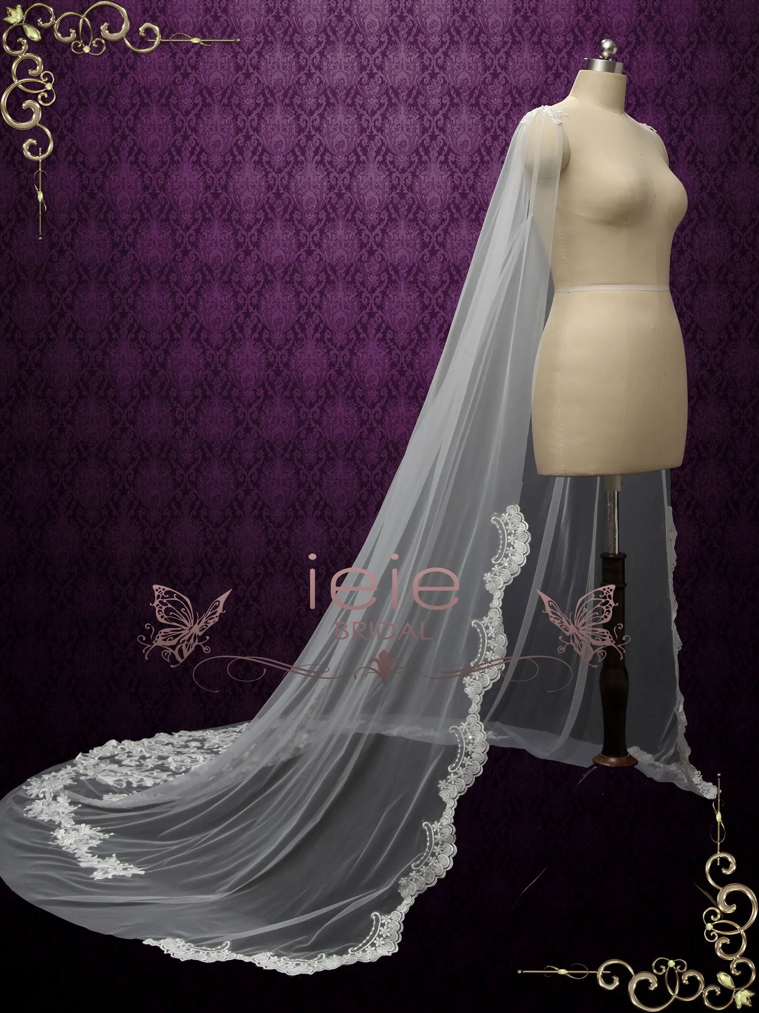 Watteau Lace Veil Cape Y180607