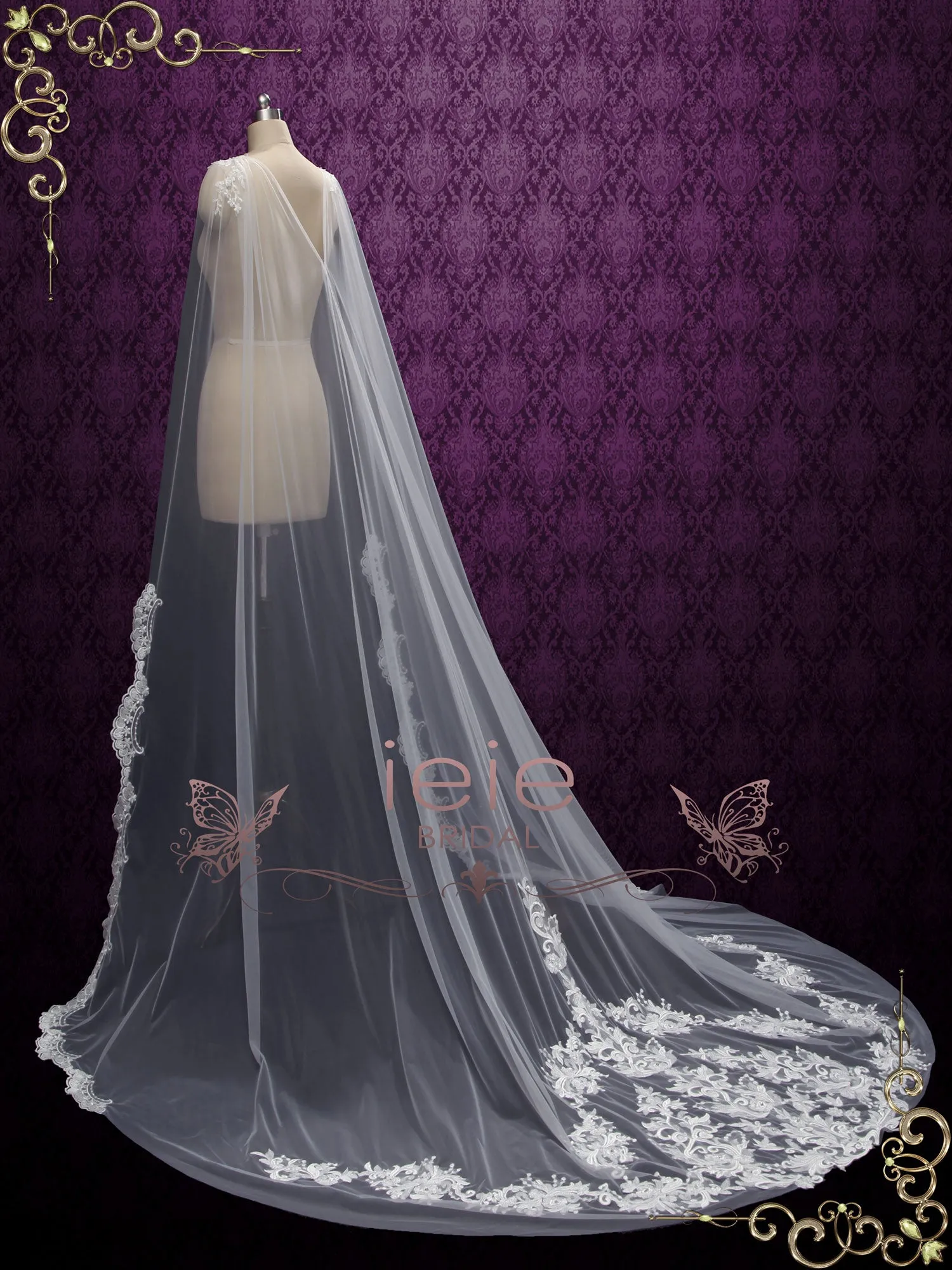 Watteau Lace Veil Cape Y180607