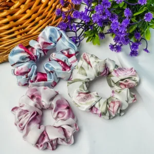 White & Pink Scrunchies Set of 3