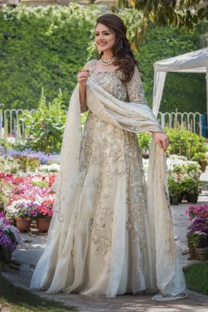 White Bridal Maxi Frock for Wedding #C2098