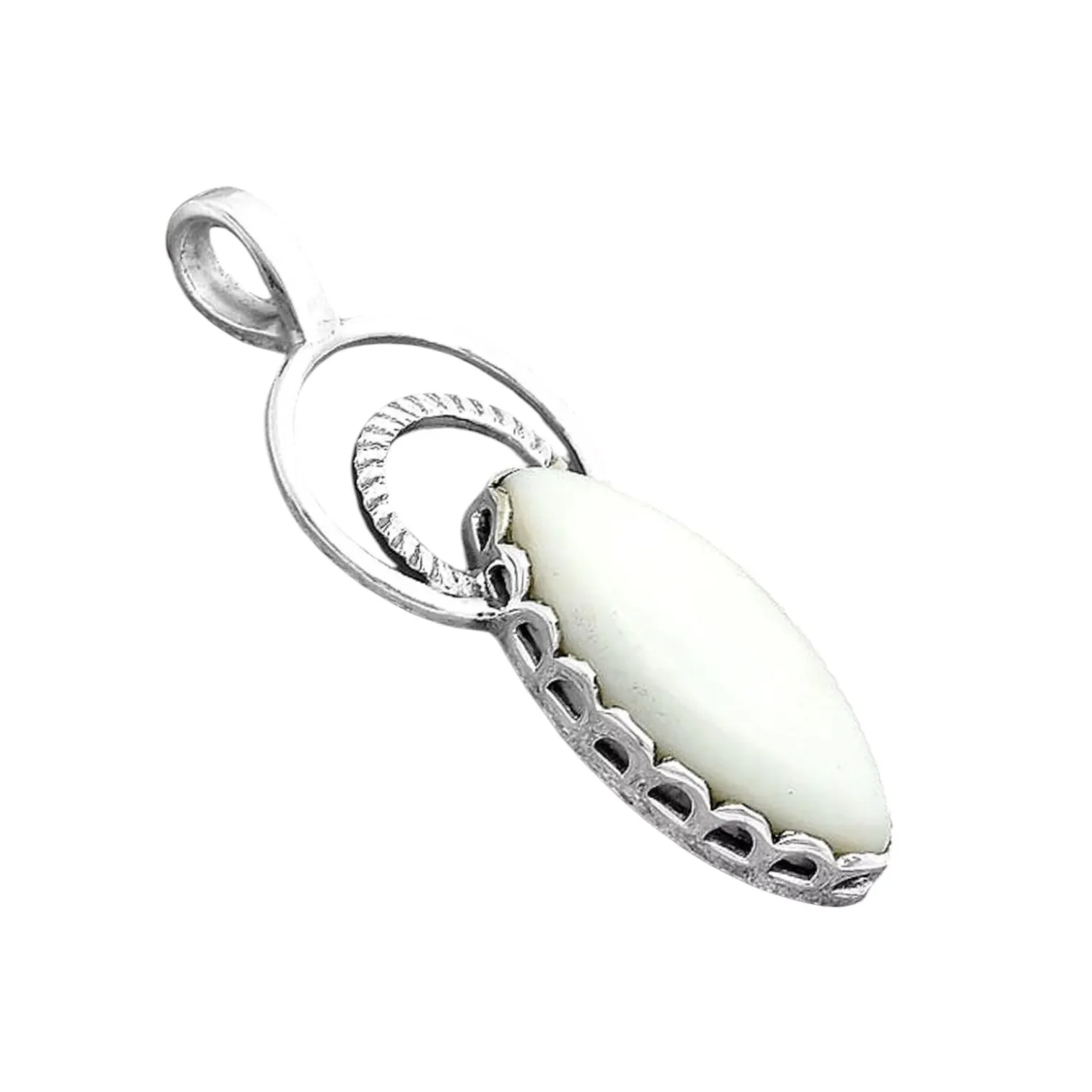 White Opal Solid 925 Sterling Silver Pendant