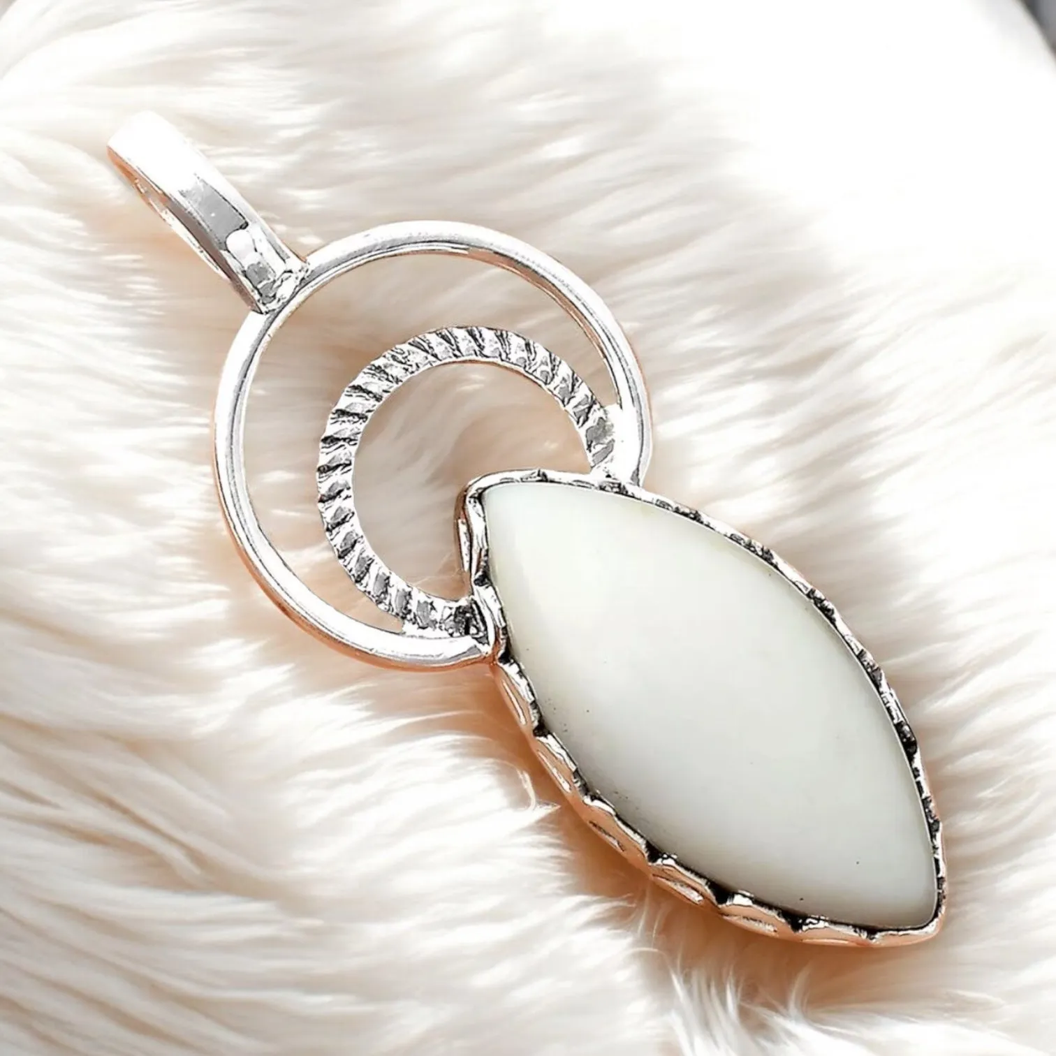 White Opal Solid 925 Sterling Silver Pendant