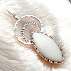 White Opal Solid 925 Sterling Silver Pendant