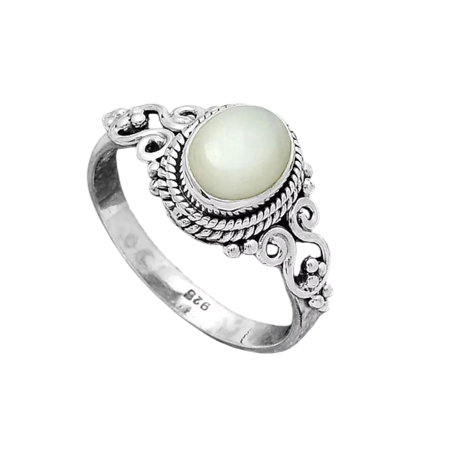 White Opal Solid 925 Sterling Silver Ring 8