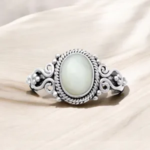 White Opal Solid 925 Sterling Silver Ring 8