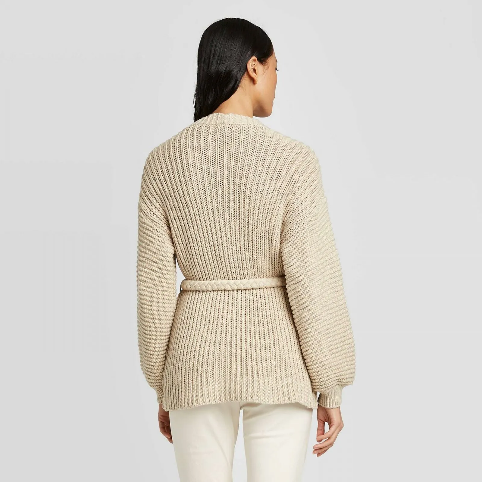 Who What Wear Women's Long Sleeve Chunky Cardigan With Tassel Tie