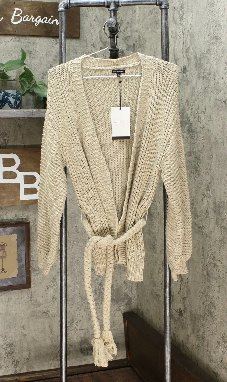 Who What Wear Women's Long Sleeve Chunky Cardigan With Tassel Tie