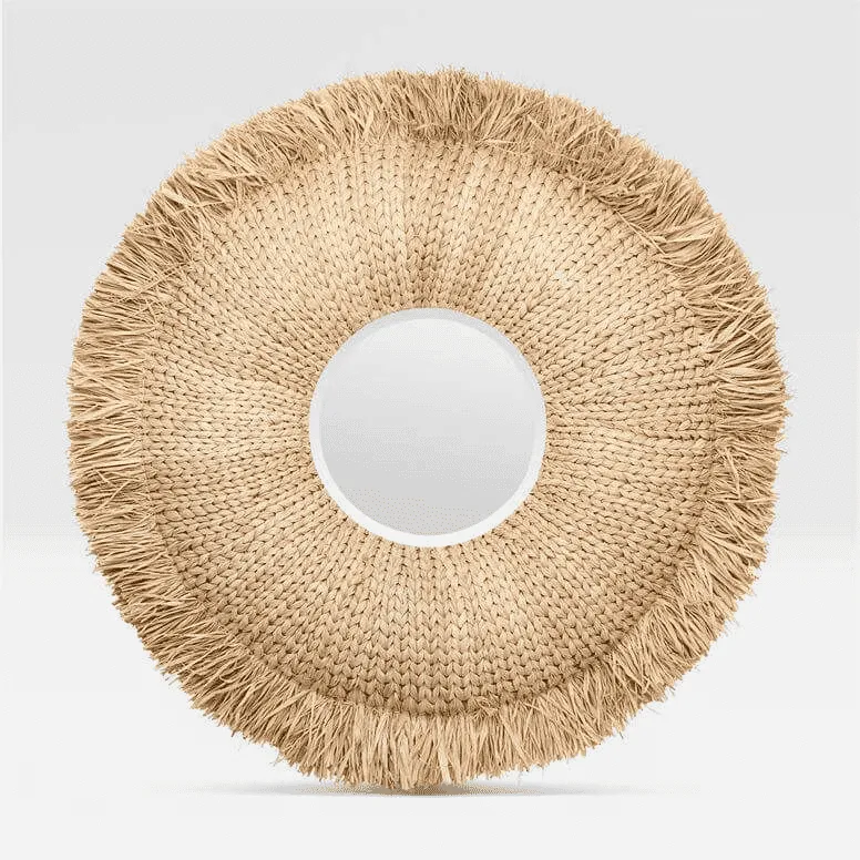 Winter Park Woven Raffia Mirror - Round