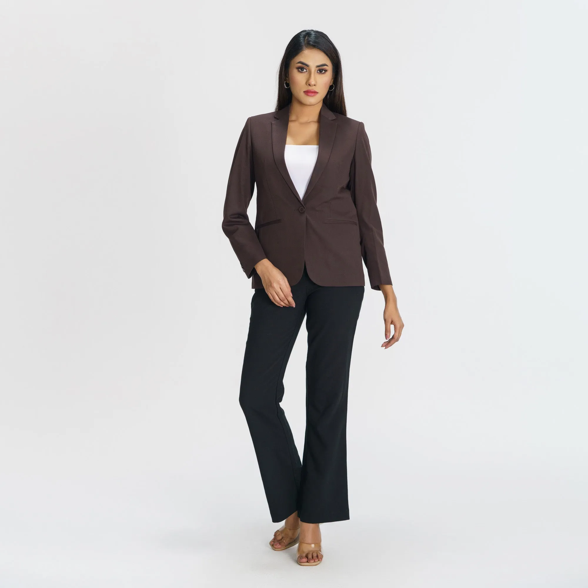 Womens Coffee Slim Fit Blazer