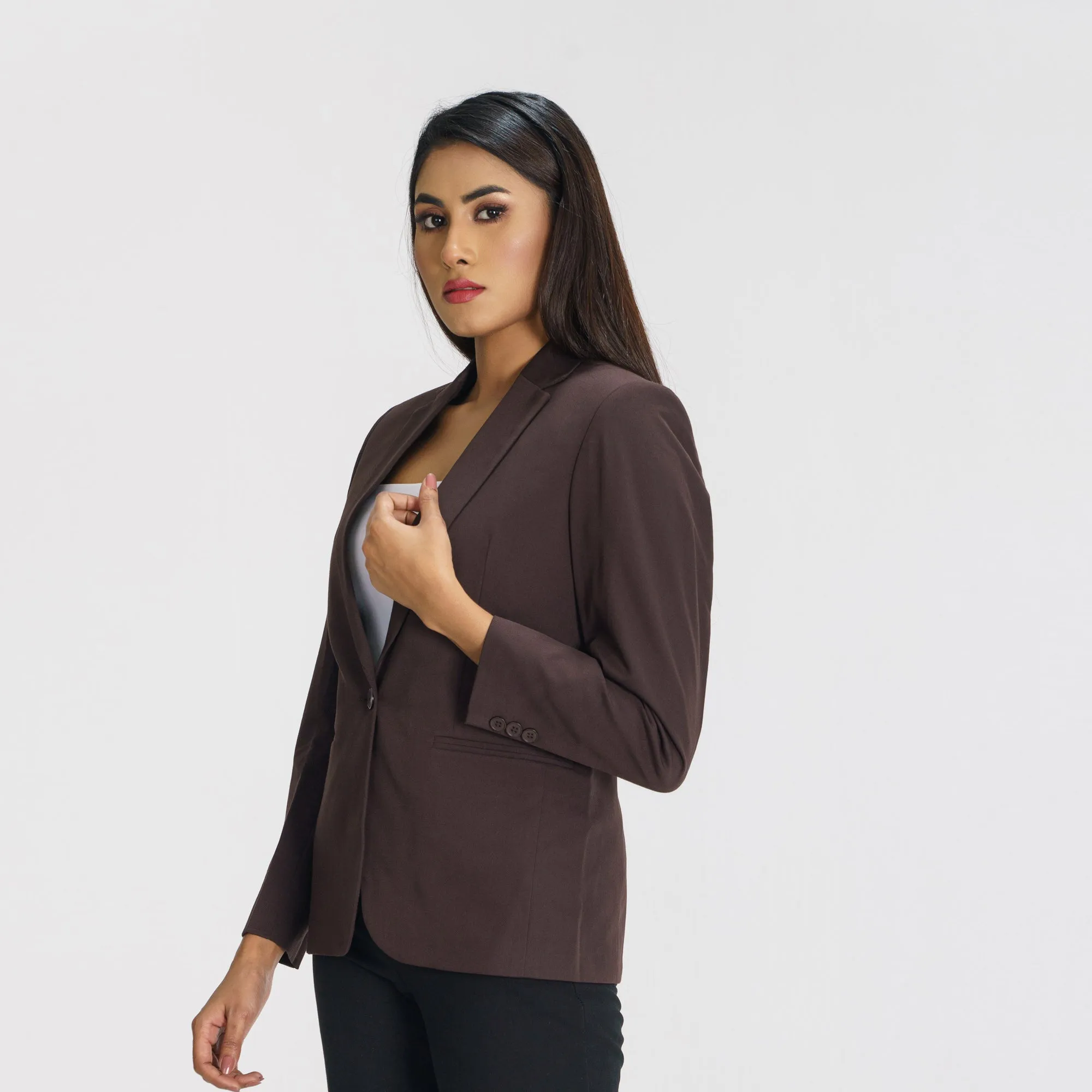 Womens Coffee Slim Fit Blazer
