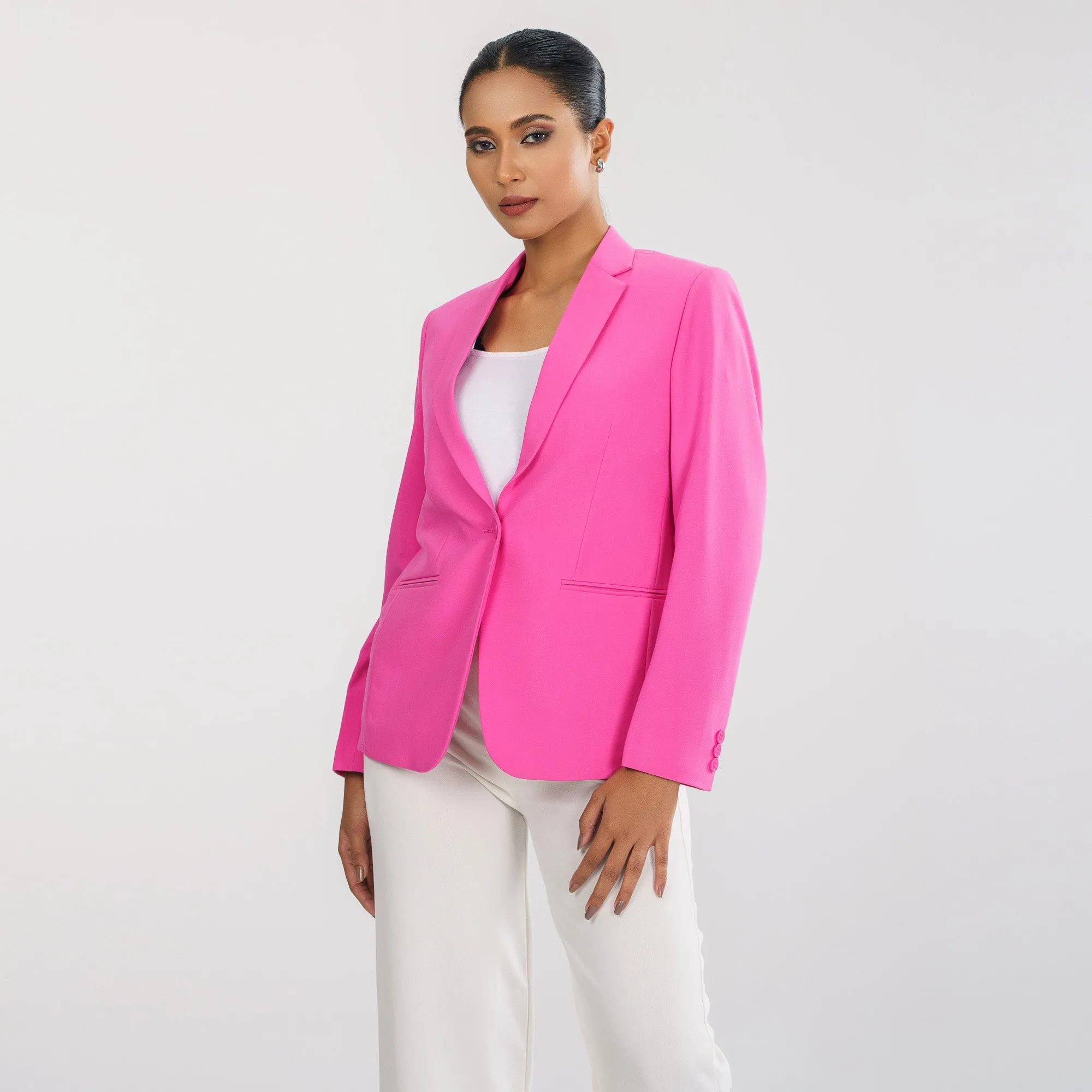 Womens Pink Slim Fit Blazer