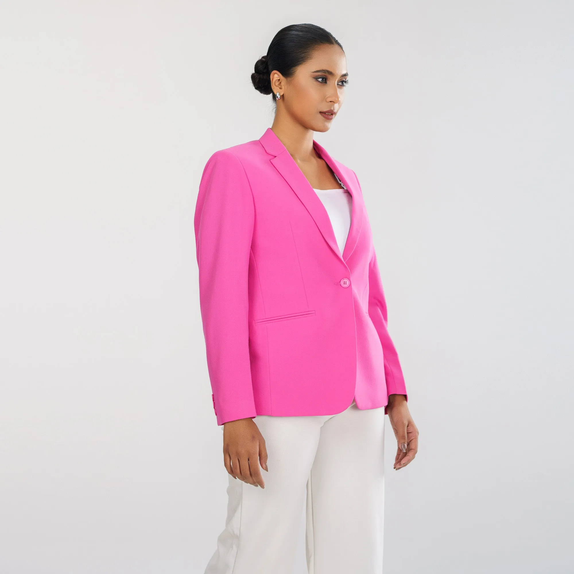 Womens Pink Slim Fit Blazer