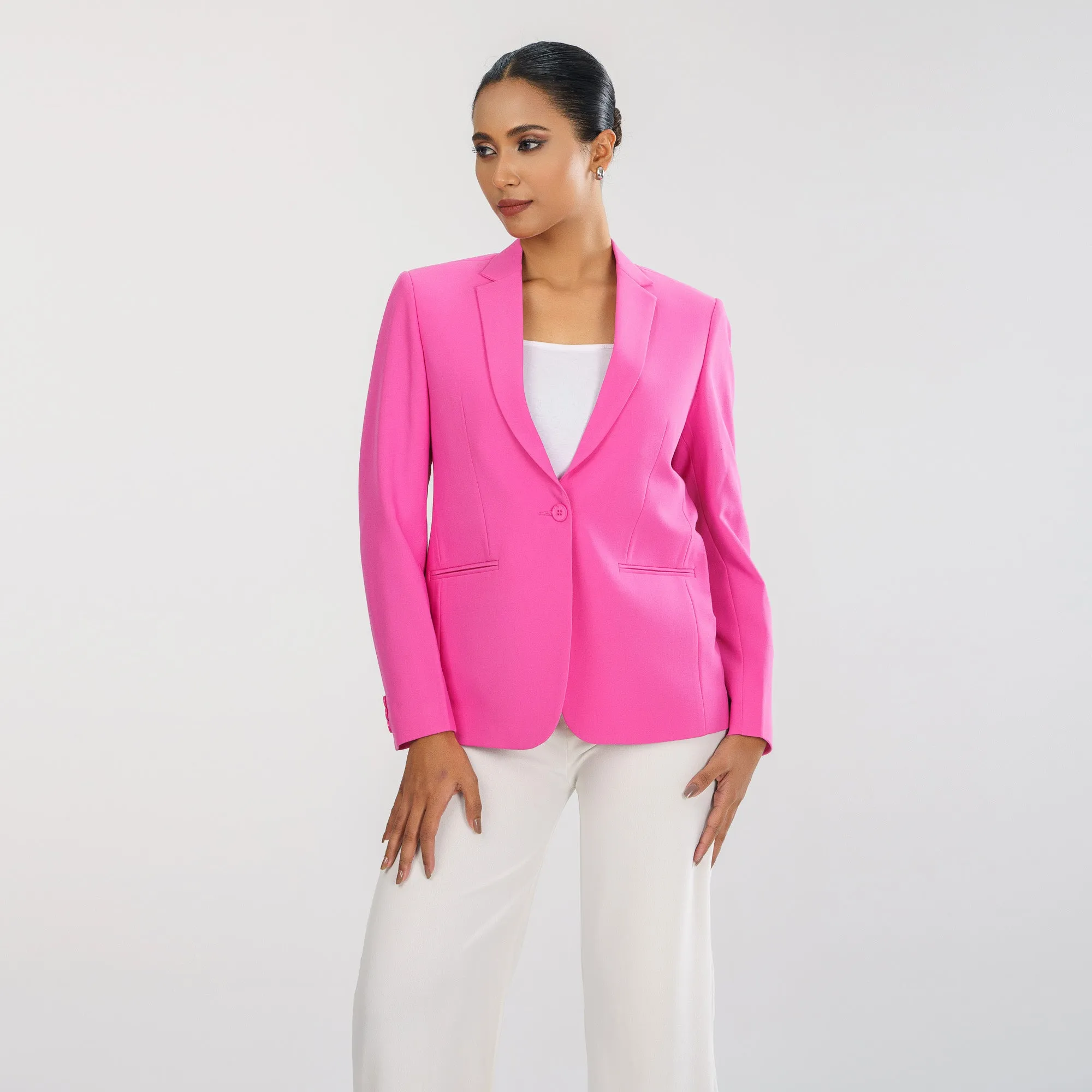 Womens Pink Slim Fit Blazer