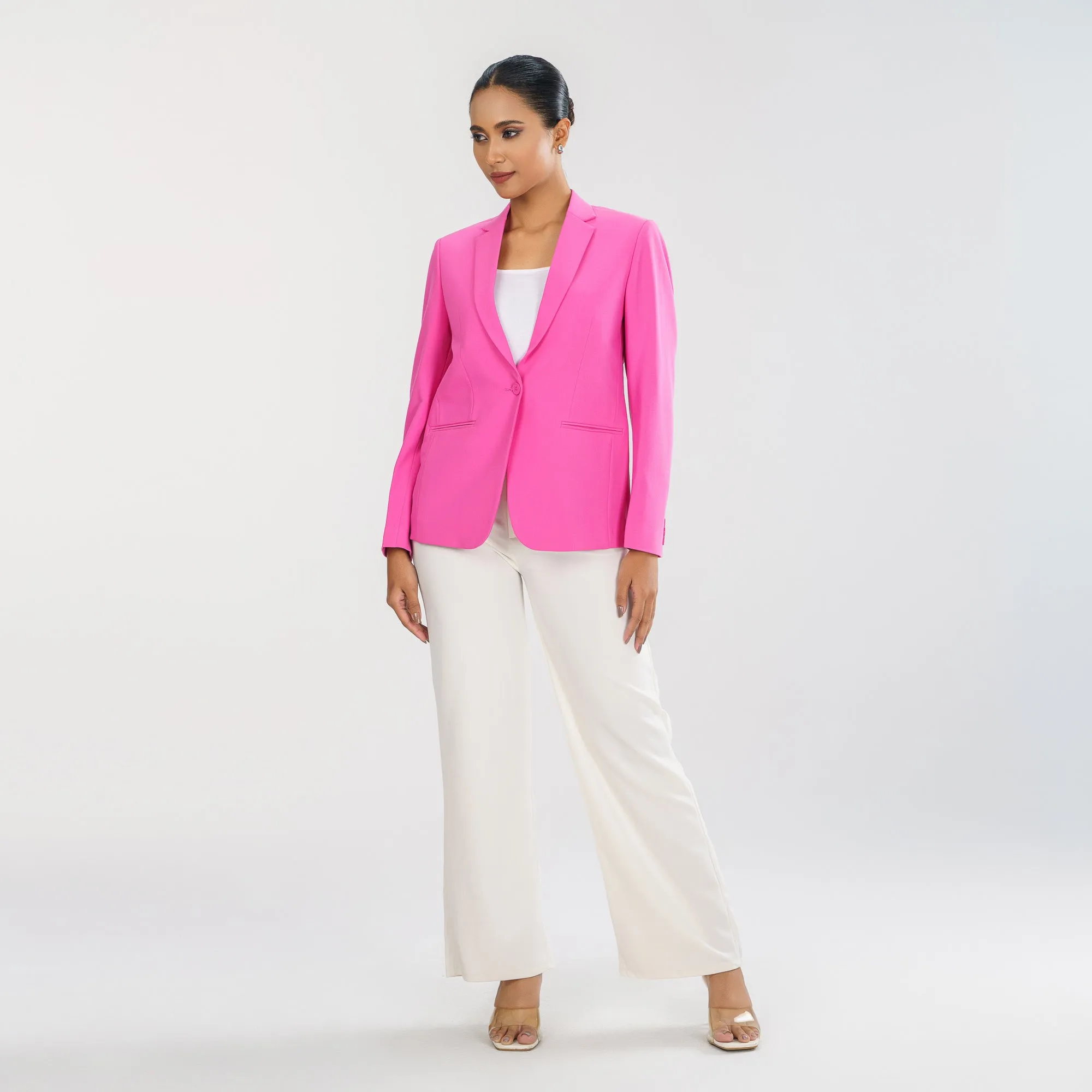 Womens Pink Slim Fit Blazer