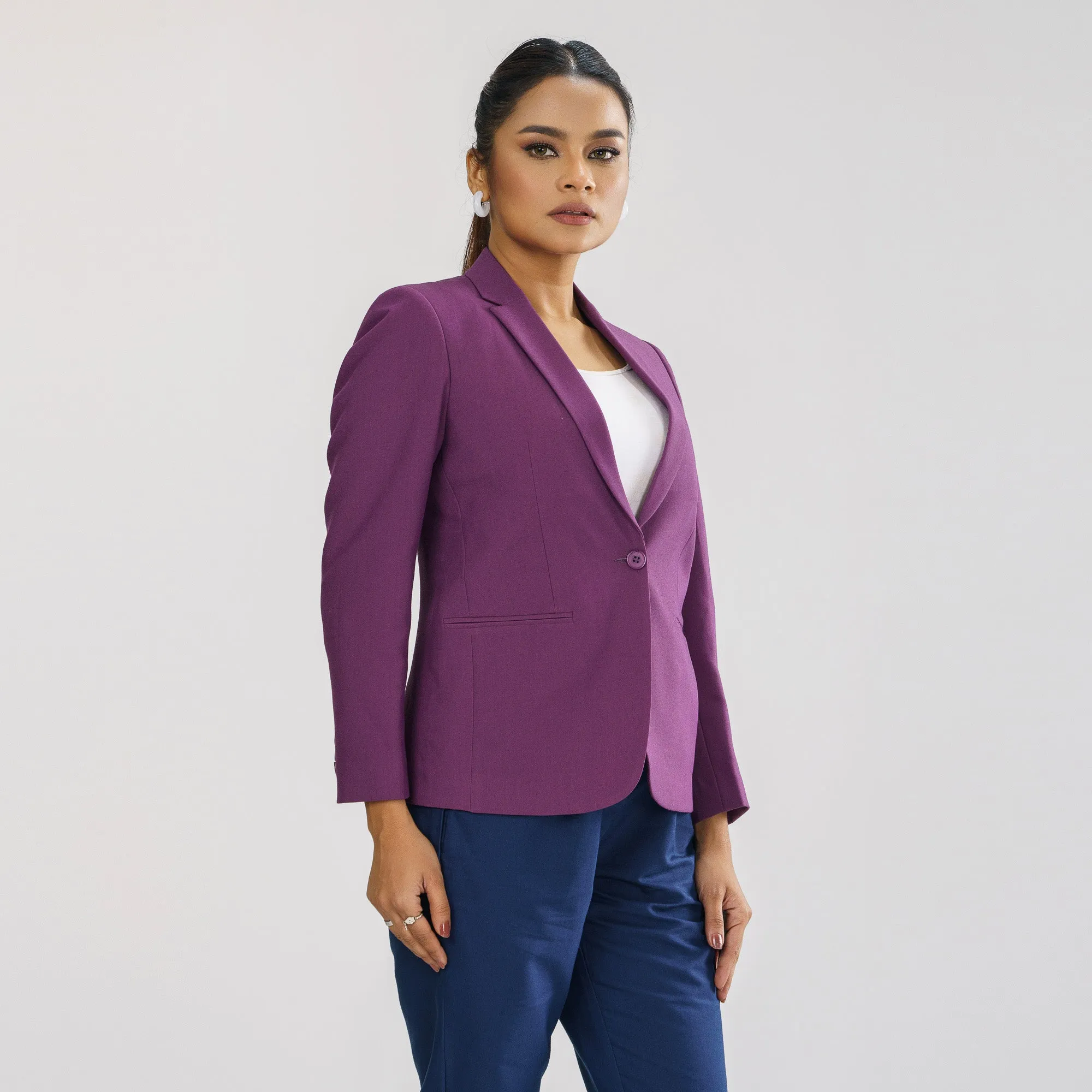 Womens Purple Slim Fit Blazer